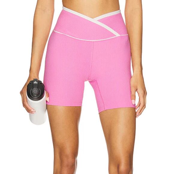 YEAR OF OURS | Ribbed Two Tone Veronica Short in Year Pink & White L - Picture 1 of 6
